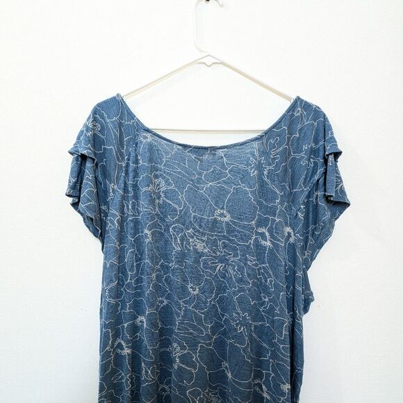 GNW Women's Plus Blue Floral Print Blouse, 100% Rayon, Women's 2X - Picture 8 of 10